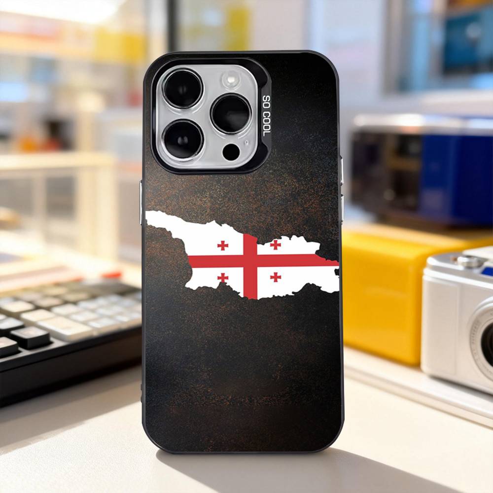 

Georgia Flag MAP Phone Case For iPhone 17,16,15,14,13,12,11,Pro,XS,Max,Plus,Mini,SE4,E Black Matte Shockproof Cover iPhone17pro