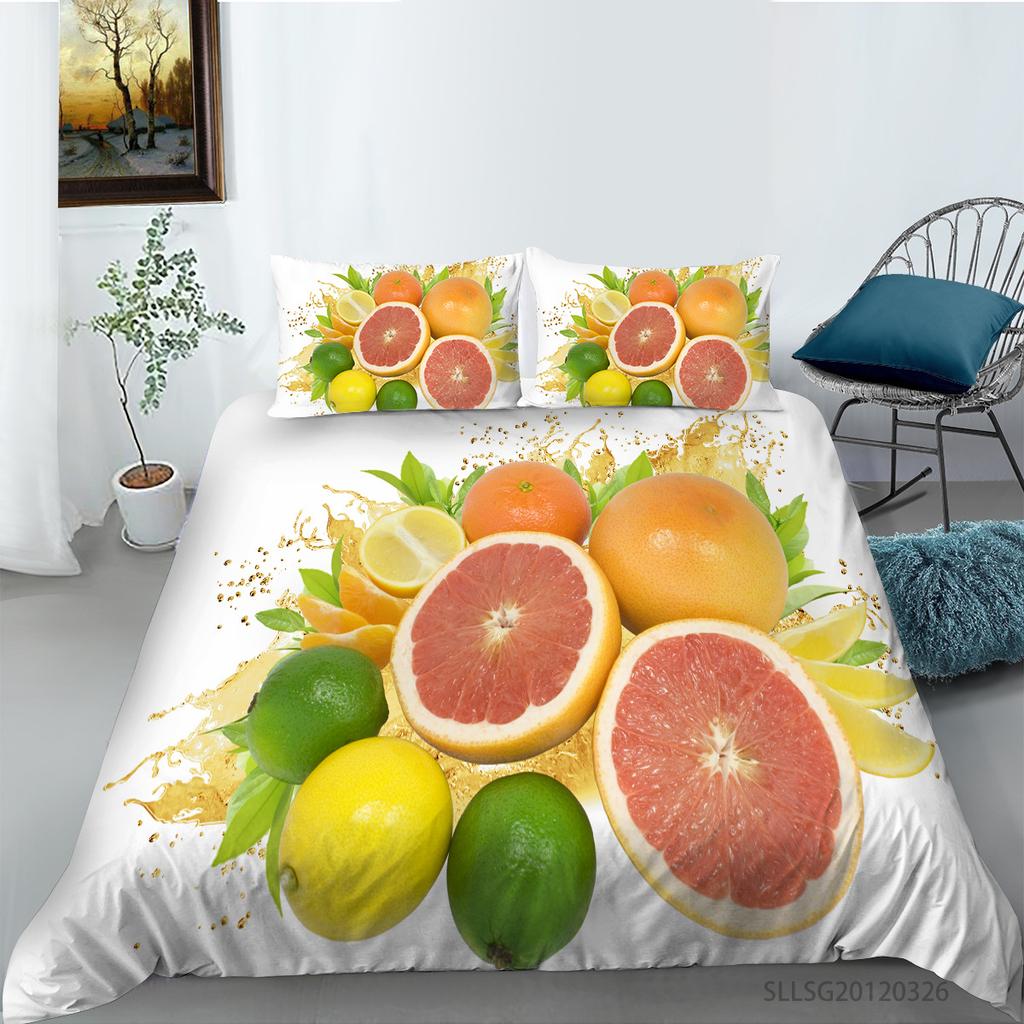 Quilt Cover Pillowcase Two Or Three Piece Fruit Digital Printing Polyester