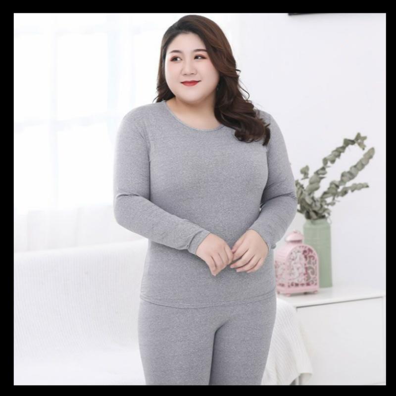 Plus Fat Plus Size Fat Sister Thermal Underwear Thin Velvet High Waist Autumn Pants Suit Pajamas Stretch Bottoming