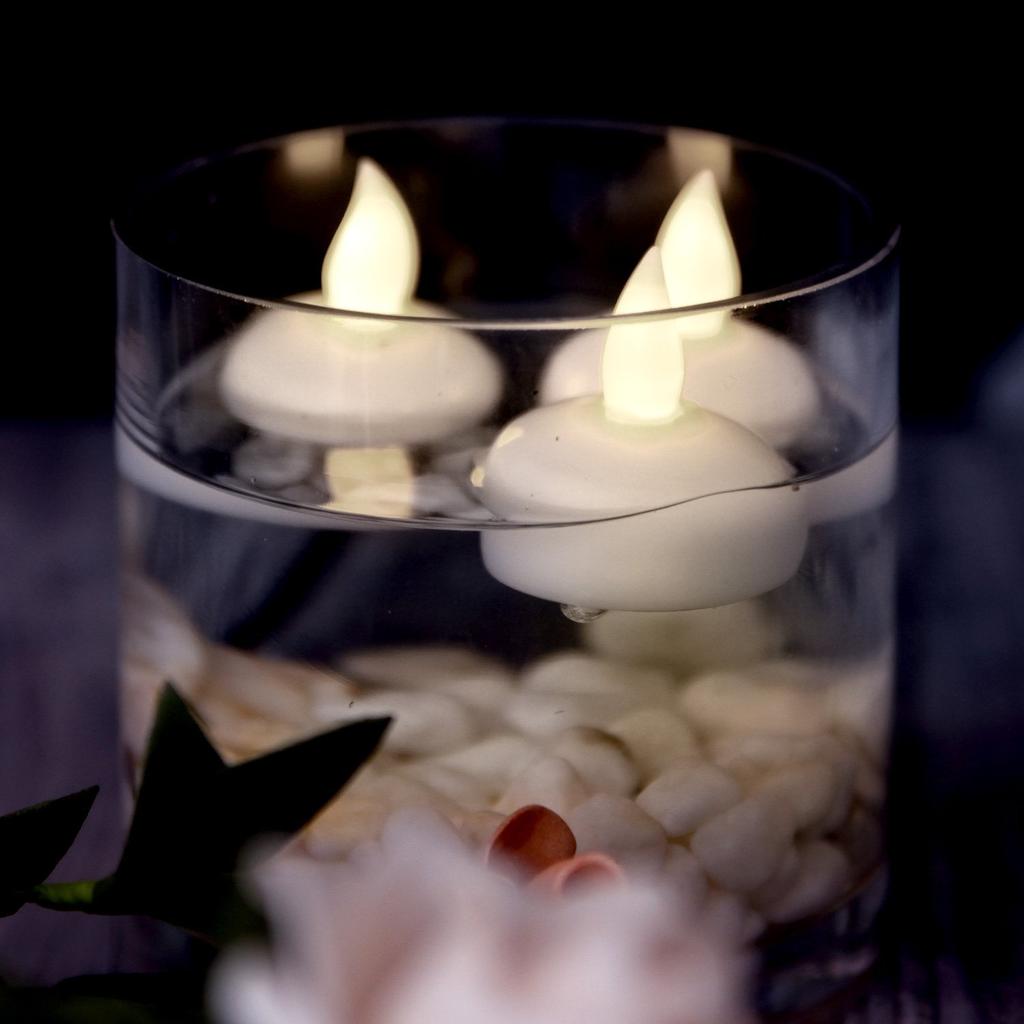 24/12pcs Floating Candle Lamp Flameless Tea Light Flicker Electronic Waterproof LED Light For Wedding Party Pool Spa Table Decor