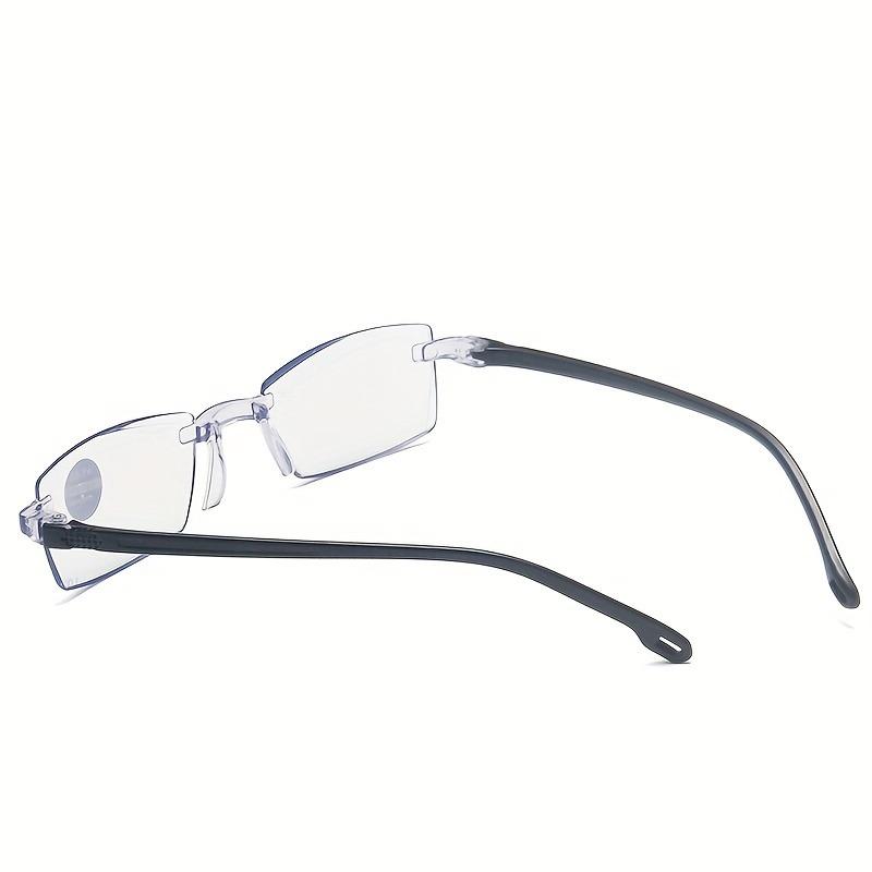 +100~+400 Fashionable anti blue light reading glasses with frameless cut edges for both men and women