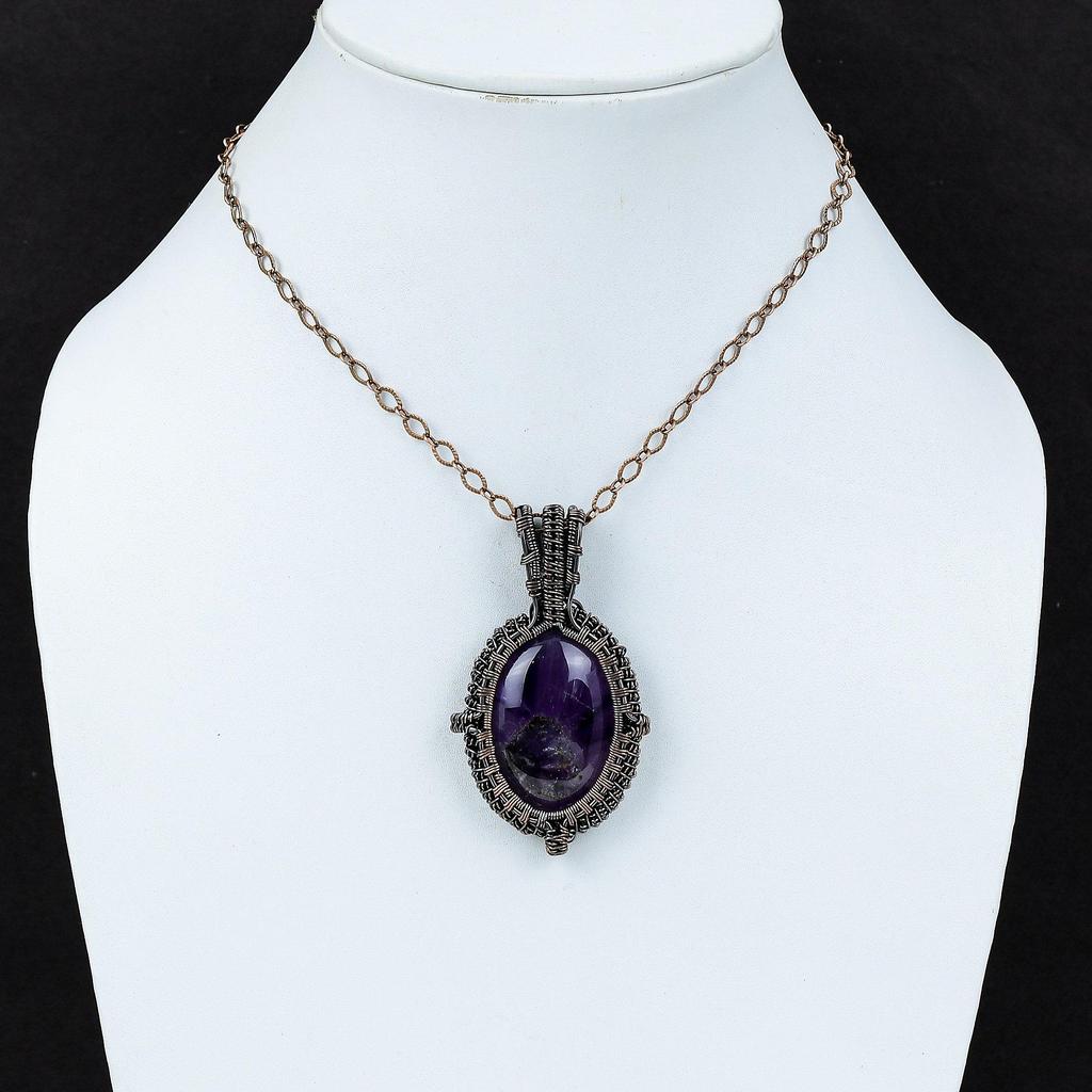 Star Amethyst Pendant Copper Wire Wrapped Gemstone Pendant Stylish Pendant Handmade Elegant Jewelry Gift For Mom Copper Wire Wrapped Jewelry