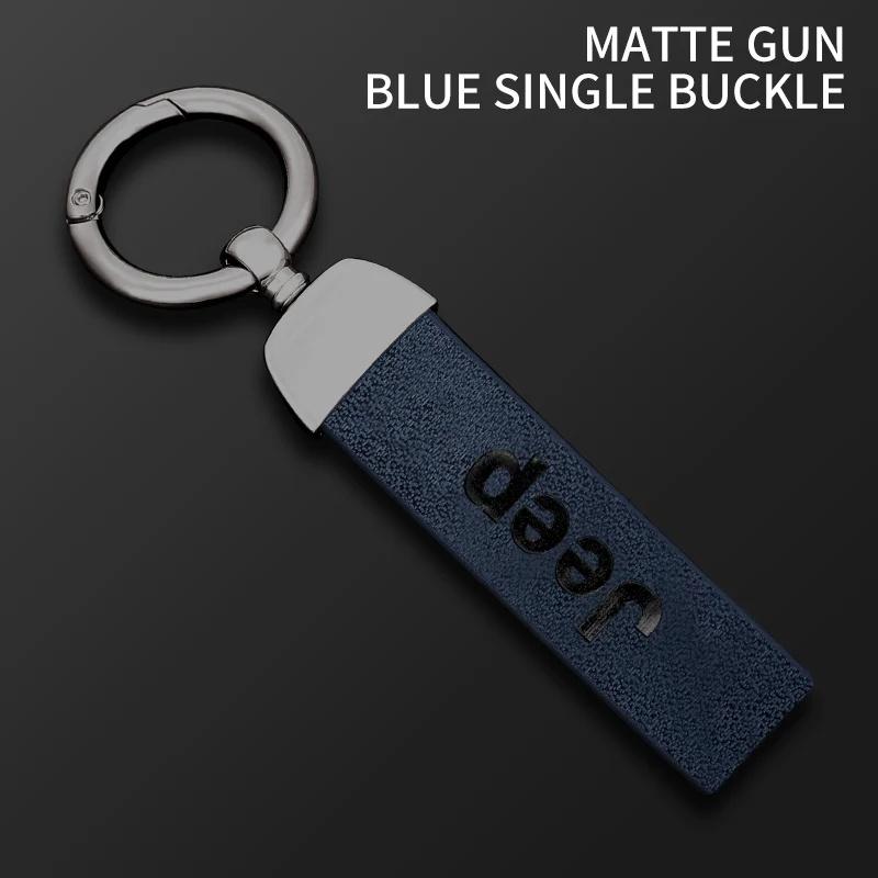 Durable Leather Car Key Chain Keyring for Jeep Renegade Wrangler JK JL Grand Cherokee ND Anti-Scratch Auto Key Holder Accessory