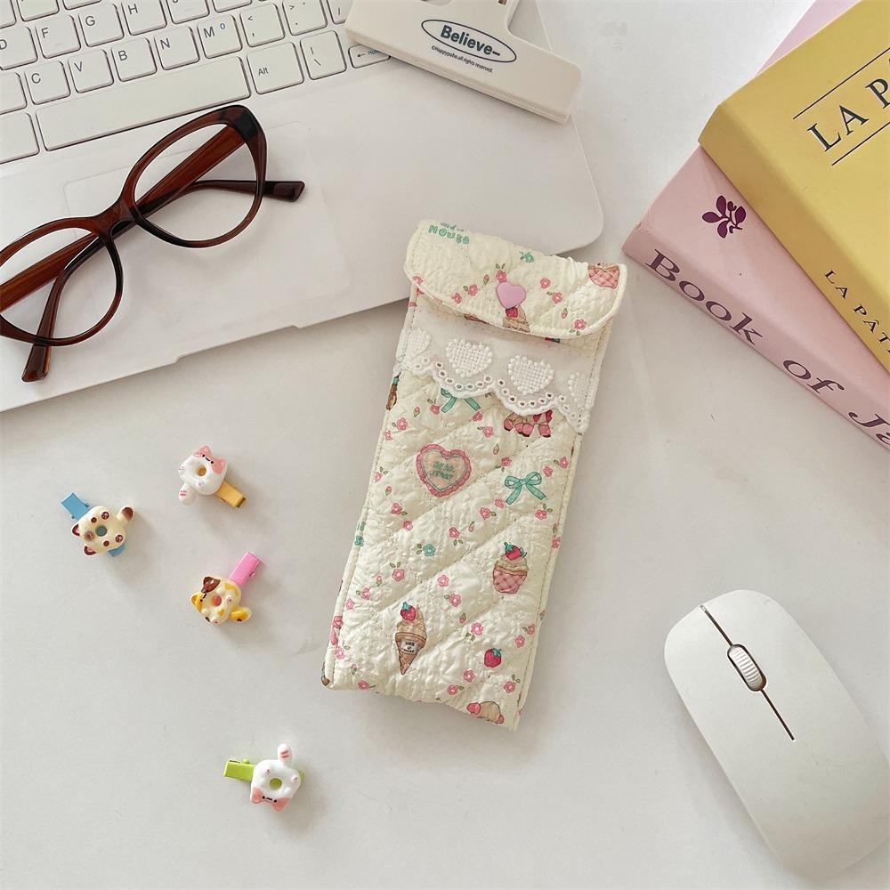 Sweet Cute Pencil Case Korean Style Lovely Eyeglasses Case Lightweight Lipstick Bag Girls