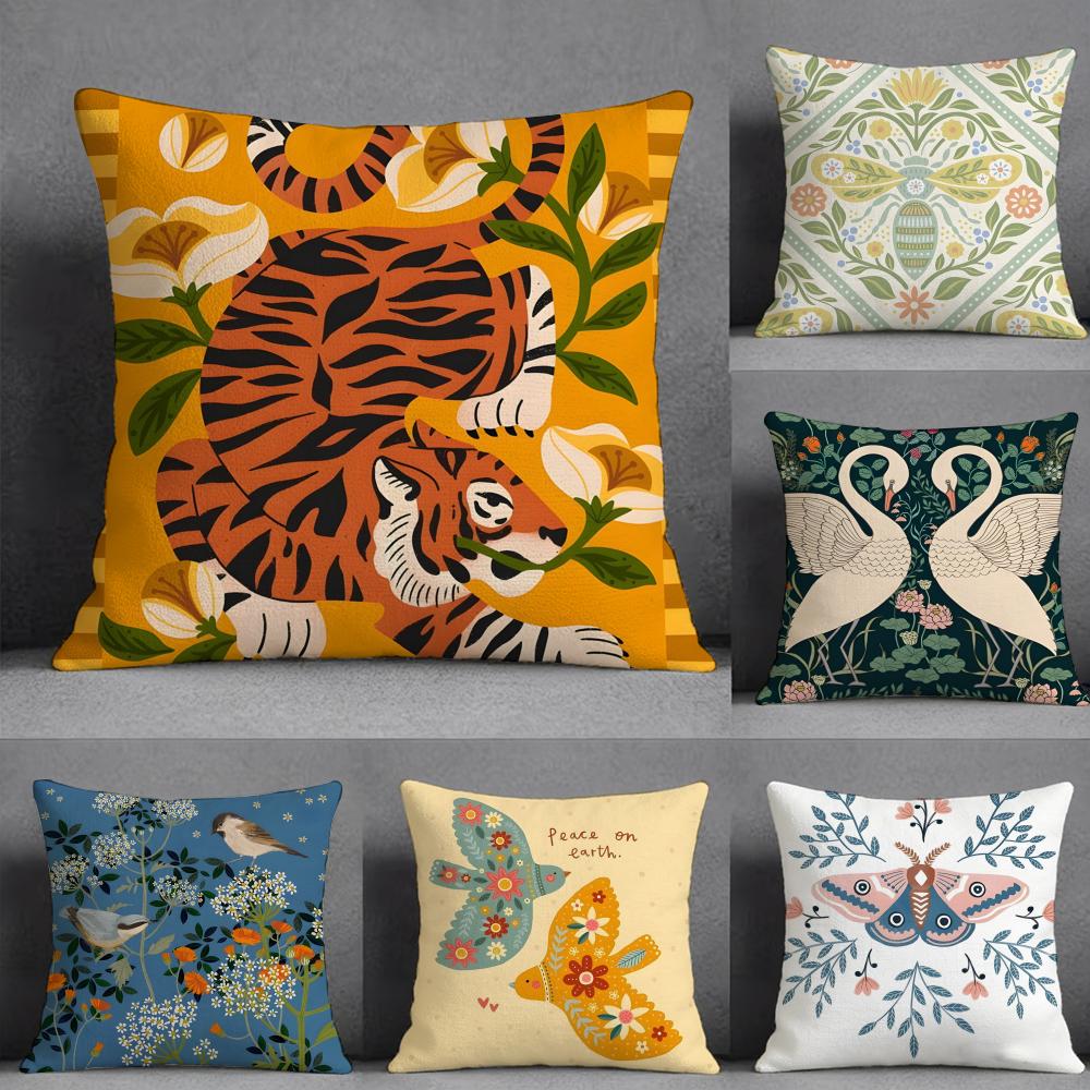 Blue Bird Home Decor Print Pillow Case Pillowcase Doublesided Printed Sofa Cushion Bedroom Headboard Pillow