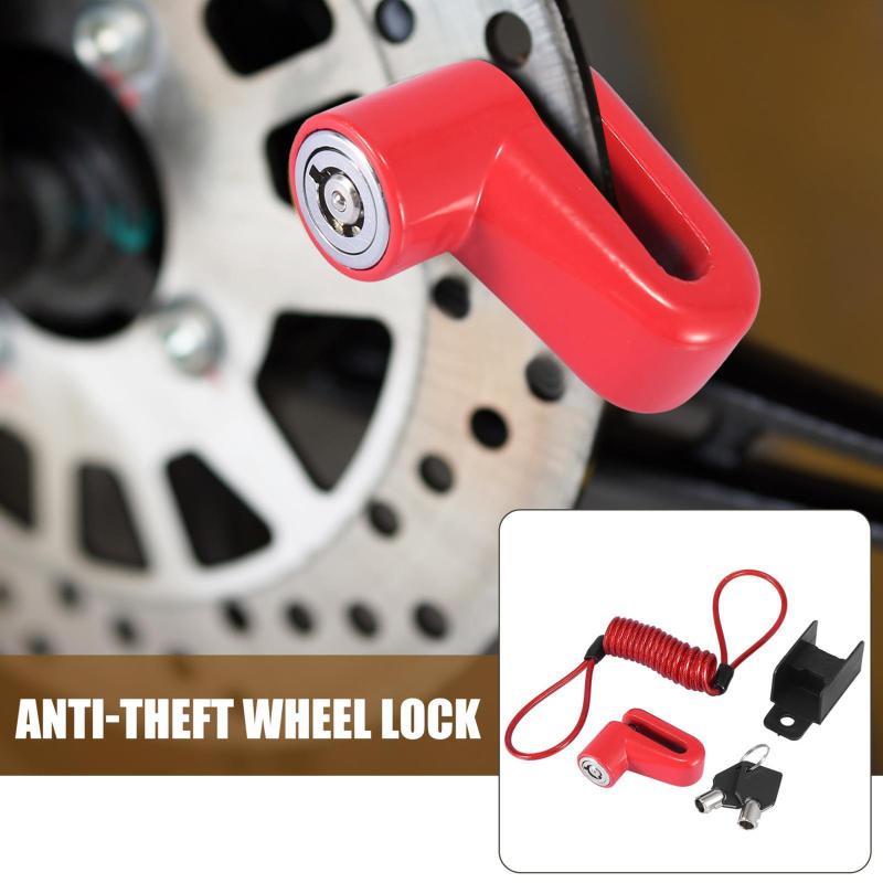 1 Set Motorcycle Disc Brake Lock With Red Rope Kit Aluminum Alloy Mountain Road Bike Anti-theft Lock