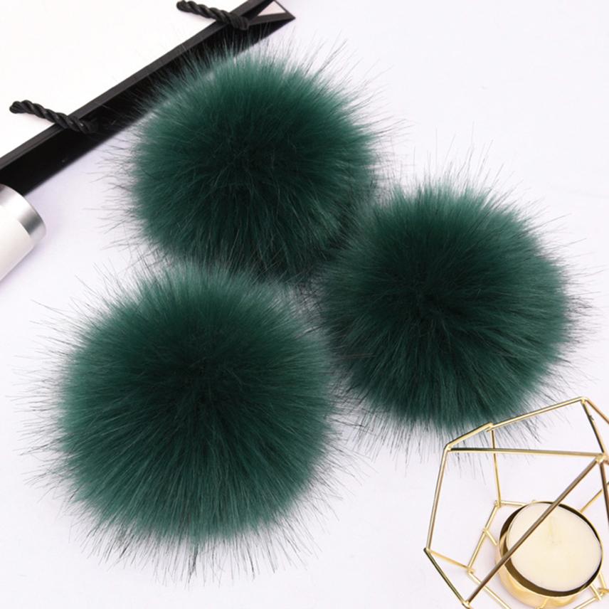 1PC Faux Fur Pompom Hat Ball Hairball DIY Handmade Pom Poms for Handcraft Colorful False Pompon With Rubber Band Hat Accessories