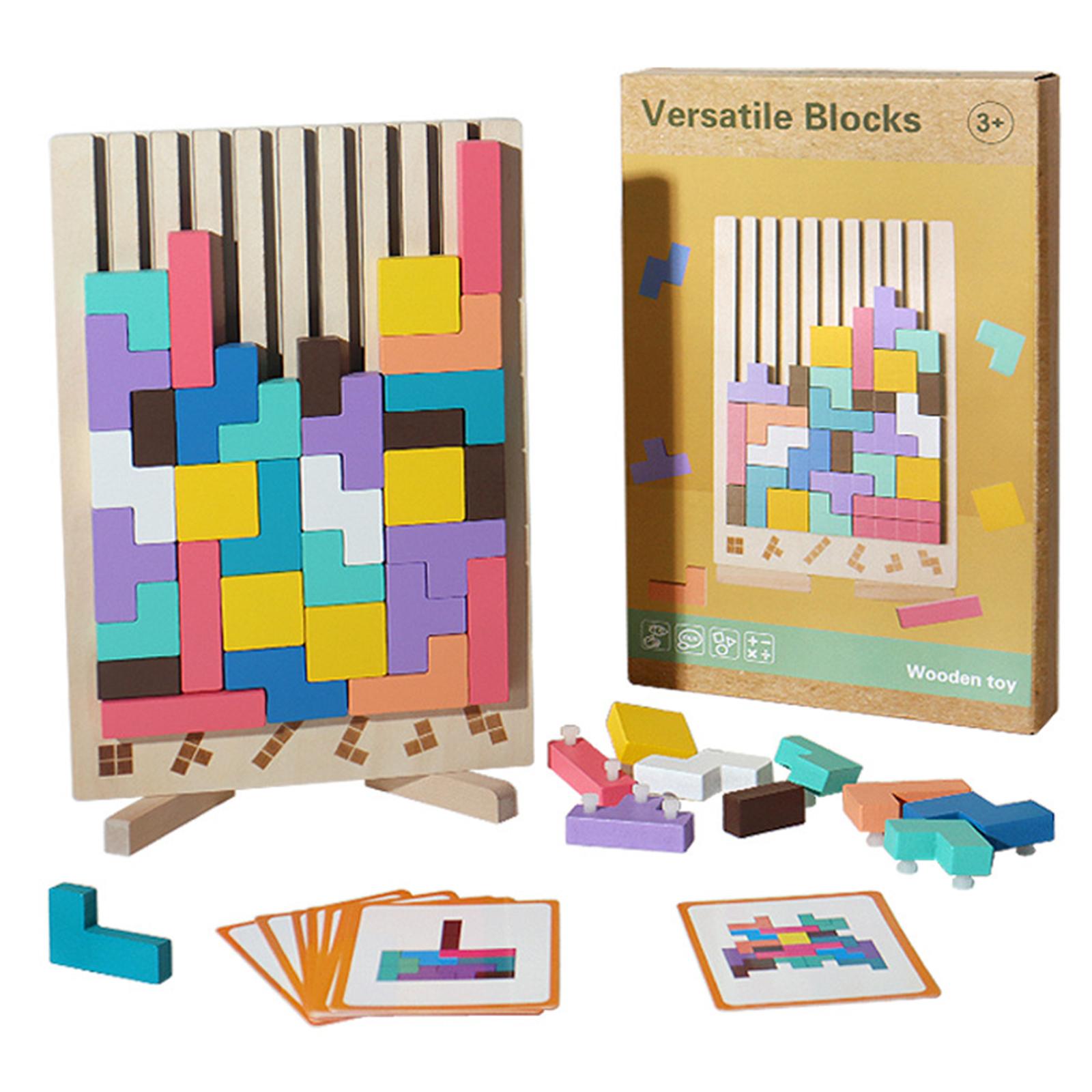 Wooden 3D Russian Block Puzzle Jigsaw Colored Russian Block Stacking Jigsaw Puzzle Toy Gift for 14+ Year Old Boys and Girls белый