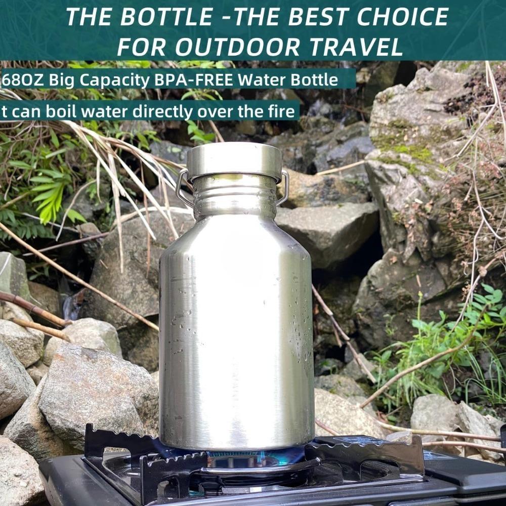 Non Insulated Stainless Steel Water Bottle 2000ML Large Capacity Sports Travel Mug Outdoor Portable Kettle for Hiking Camping