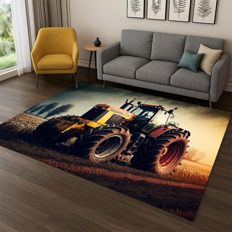Retro Tractor Car Truck Cartoon Carpet Rug for Bedroom Living Room Sofa Playroom Doormat Home Decor,Kid Game Area Rug Non-slip