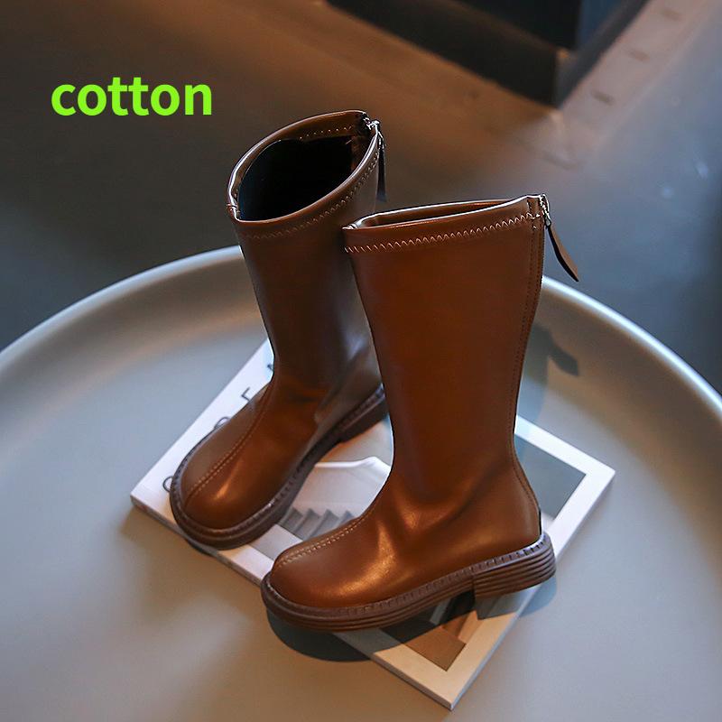 

Детские сапоги до колена, осень-зима 2023, модные плюшевые теплые сапоги принцессы для девочек 29 коричневый