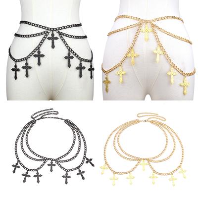 Waist Chain Hot Pants Multilayered Chain Sexy Metallic Cross for Party/Club for Banquet Costume Jewelry Waist Belt