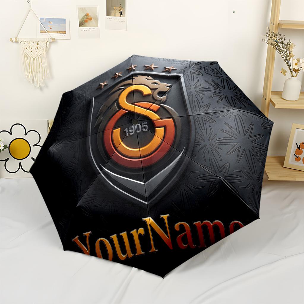 Galatasaray1 Personalized Text Umbrella Compact Travel Automatic Umbrella Compact 8-Rib Design Sturdy Construction Perfect for Outdoor Adventures