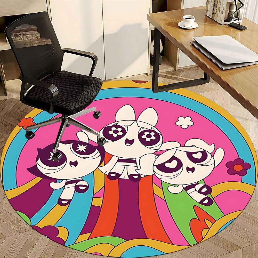 1pc Powerpuff Girls Office Round Area Rug, Under Office Chairs Bedroom Living Room Home Decor  A1022277