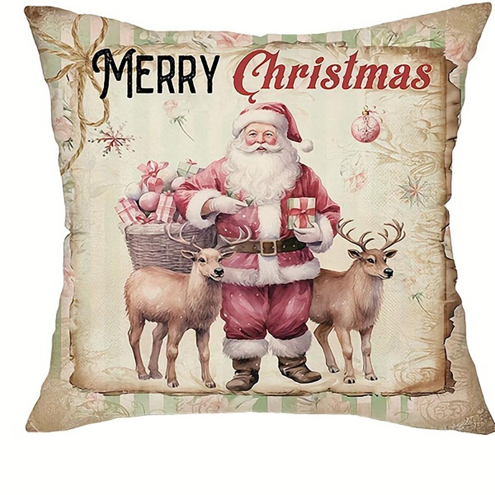 Christmas Themed Pillow Covers: Tree, Snowman, Santa, and Truck Designs Sofa Room Cushion Cover Home Decoration New Year Gift
