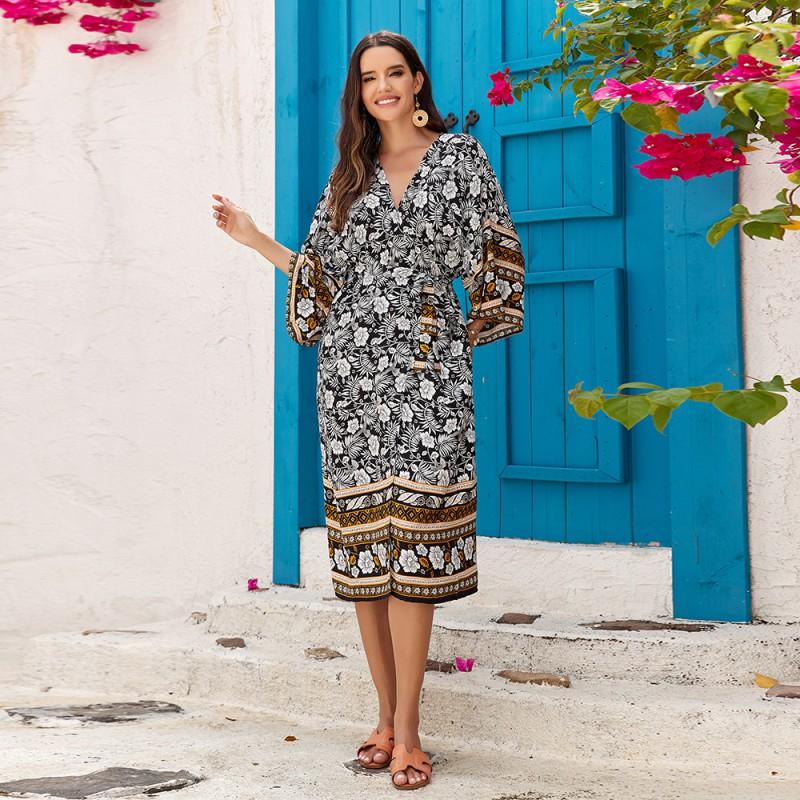 Boho Beach Cover Up Kimono Style Cotton Swimwear Overlay Women Lightweight UV Protection Coverup In 3 Colors