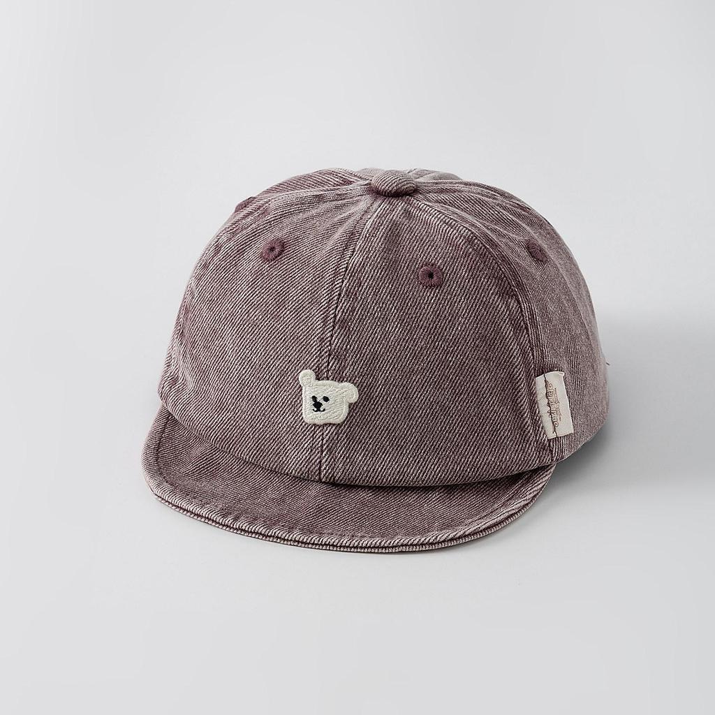 Infant Duckbill Denim Baseball Cap with Soft Brim - Adorable Bear Design Sun Hat for Babies