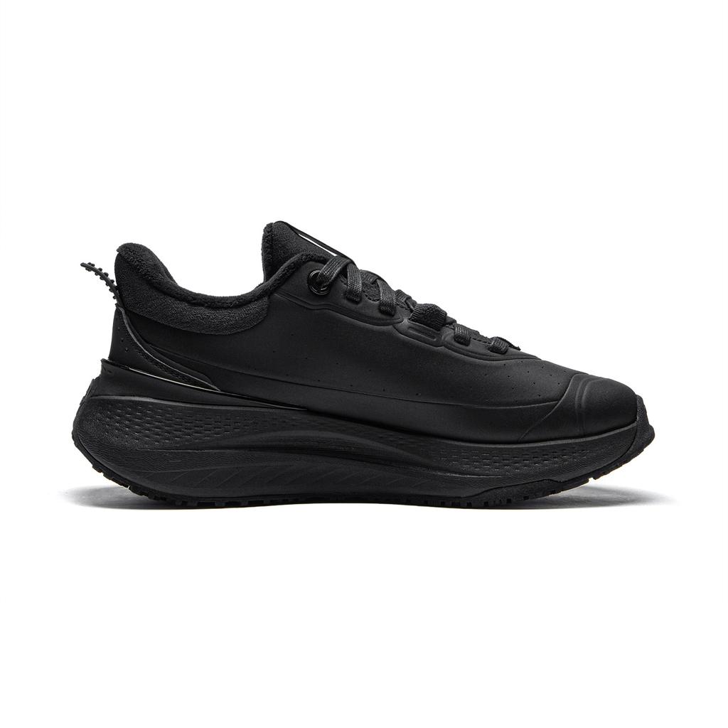 Li-Ning Soft Plus Fleece Comfortable Simple Versatile Fleece Lined Non-Slip Wear-Resistant Low-Top Casual Shoes Women sneaker Black AGLU098-1