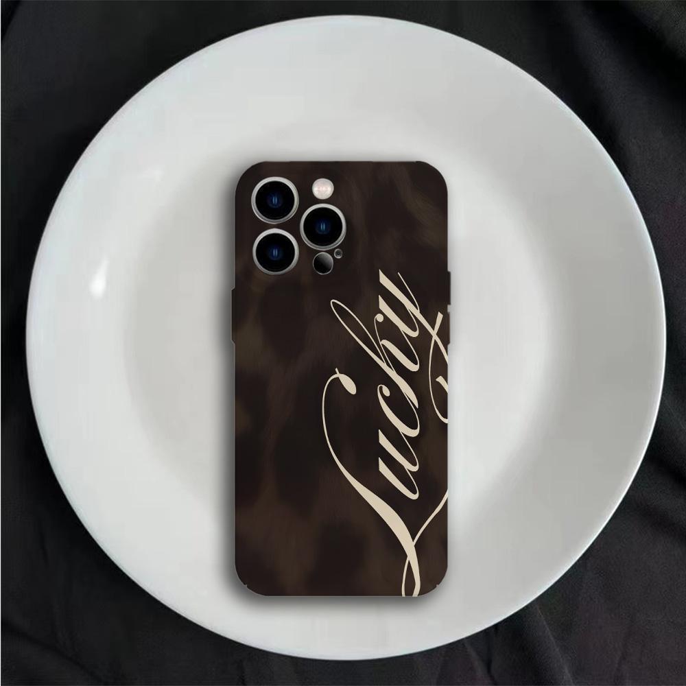 

Luxury Letter Lucky Leopard Phone Case for iPhone 17 16e 16 15 14 13 12 11 Air Pro Max XS XR Plus Glossy Film Hard PC Cover iPhone 12 Pro