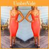 Squisito Abito da Sera/Cocktail Bodycon Senza Maniche con Fasciatura Moda da Donna per Feste