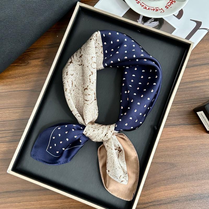 Polka Dot Silk Scarf Square Scarf High-end New Versatile Decorative Scarf Scarf Scarf Neck Cashew Flower Scarf Shawl Can Be Used As a Tube Top