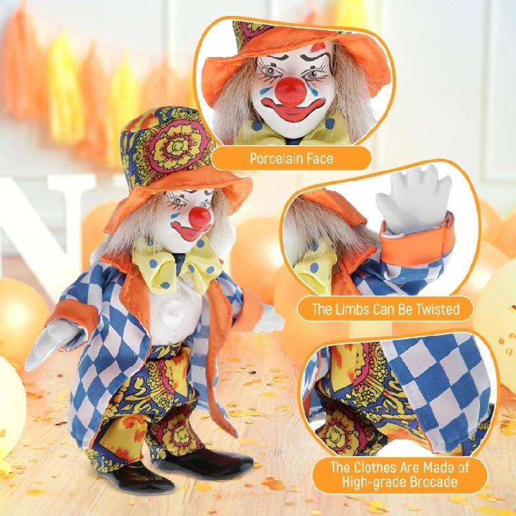 Designed Face Ceramic Entertainer Figurine Flexible Part Bright Costume Seasonal Ornament Christmas Celebration Decoration 16cm Height