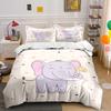 Cute Elephant Holding Flowers Print Bedding Set 1 Duvet Cover 2 Pillowcases for Adult and Children Luxury Gift Full Size
