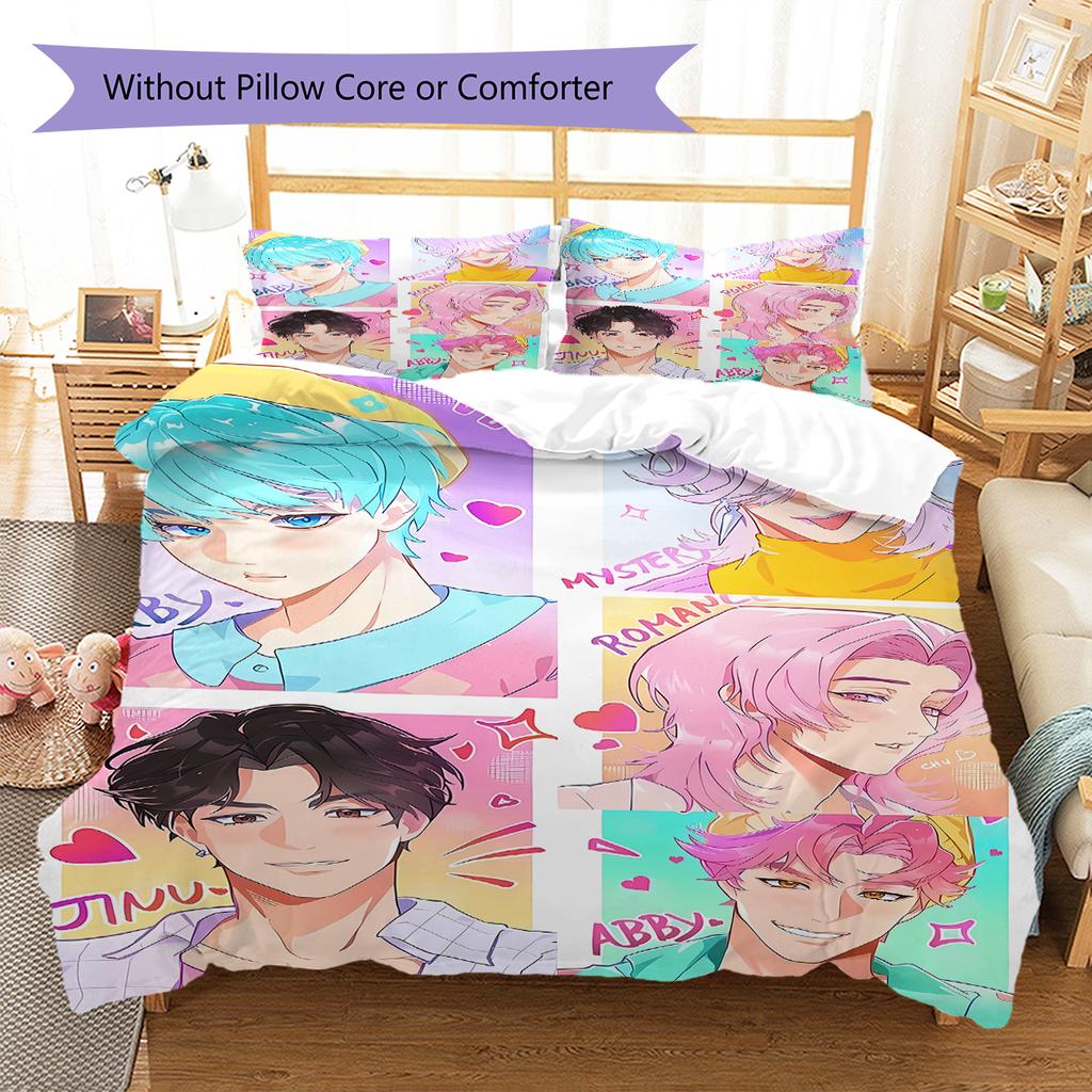 Pościel z wzorem Łowców Demonów K-pop, Zestaw kołdry Poszewka na kołdrę Poszewka na poduszkę Domowy prezent urodzinowy (1 * poszwa na kołdrę + 2 * poszewki na poduszki, bez rdzenia)