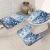 4Pcs Bathroom Shower Curtain Set Christmas Tree Snowflake Print Bathroom Curtain With 12 Hooks Non Slip Rugs Toilet Cover Mat Bathroom Partition