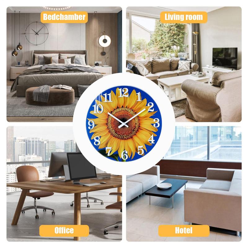 Kitchen Wall Clock 12-Inch Silent Round Wood Analog Clock Battery Operated Aesthetic Room Decor For Bedroom Kitchen Bathroom