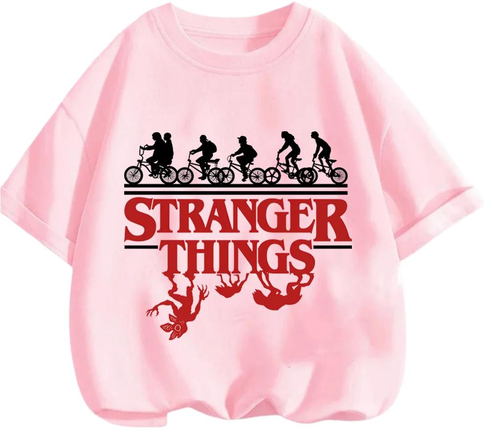 Summer Casual Crew Neck T-Shirt Cute Cartoon Design Children's Short-Sleeve Top Boys and Girls