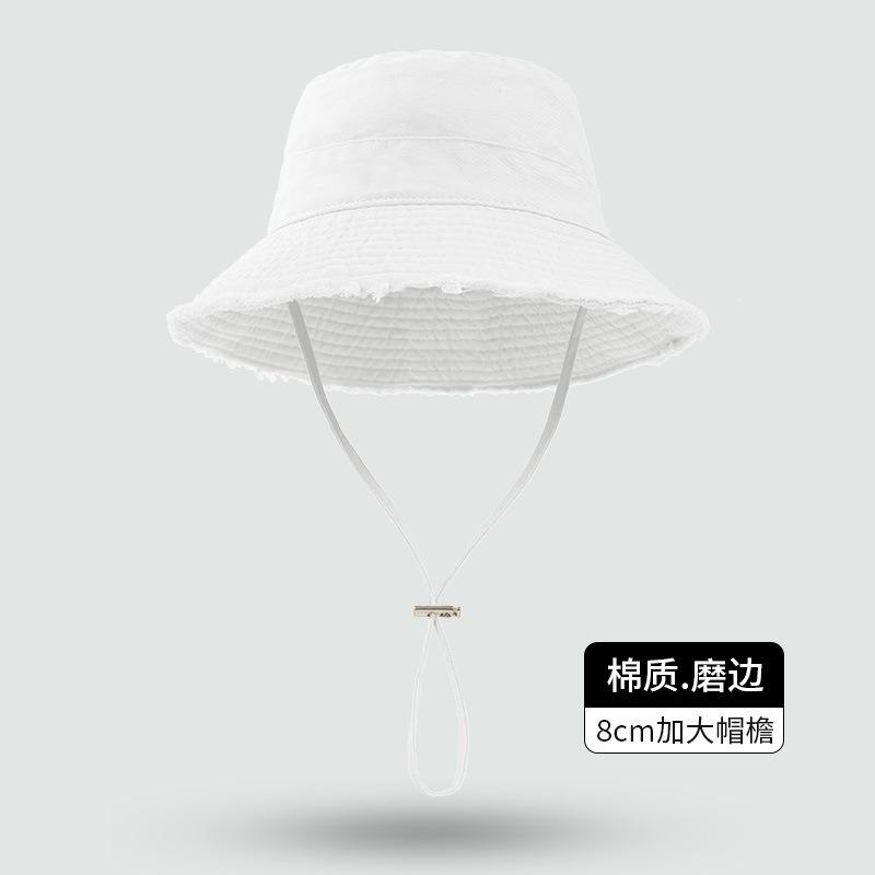 Big eaves rough edge bucket hat high sense foldable casual sunscreen hat pink dopamine sunshade basin hat women
