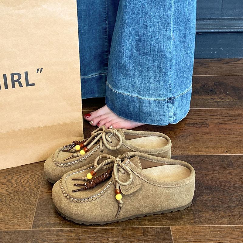 Inner height increase Birkenstock cool slippers women's summer outer wear 2025 new thick-soled one-pedal lazy bag head half slippers