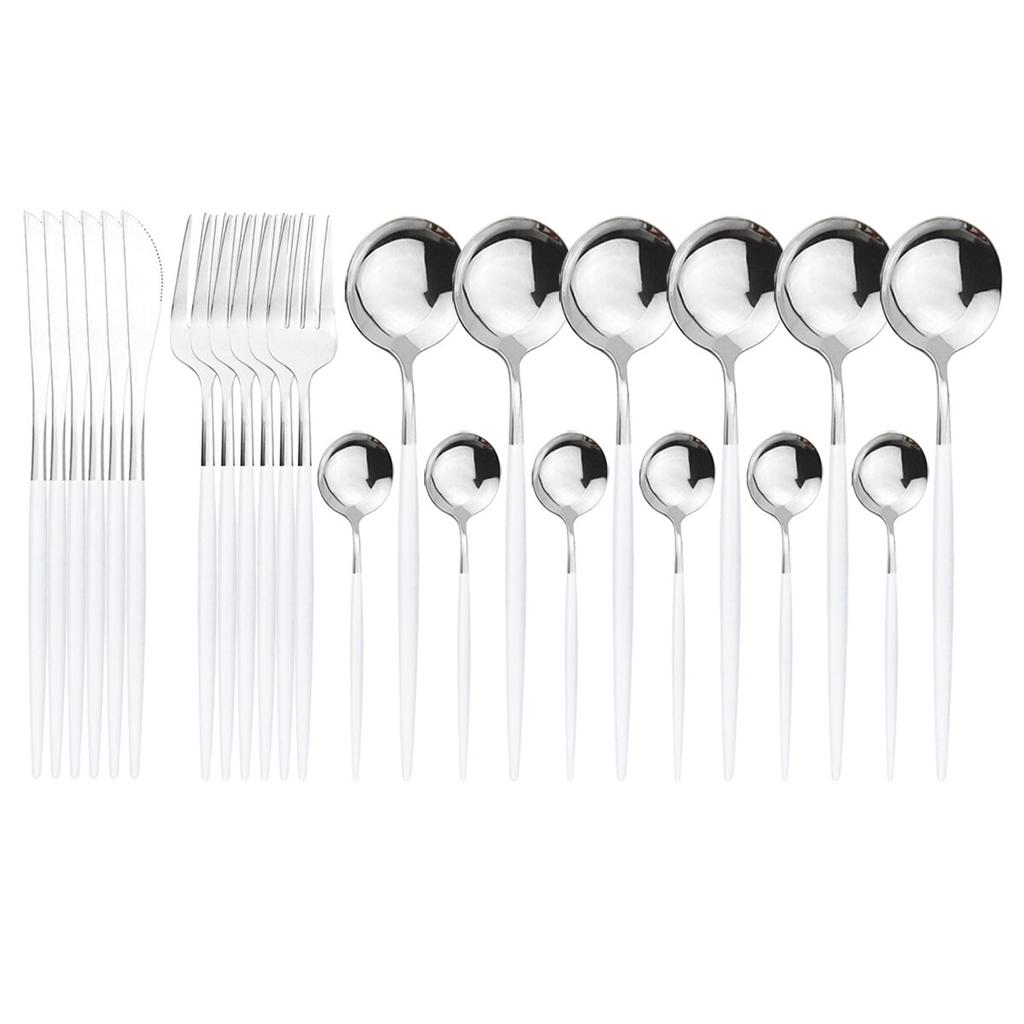 24Pcs Stainless Steel Dinnerware Cutlery Set Knives Forks Coffee Spoon Dinner Tableware Kitchen Utensils Flatware Set