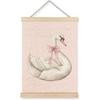 CIOJUNE Swan Wall Art, Swan Decor, Coquette Pink Bow Swans Wall Art Poster Hanger Framefor Home Bedroom Decor, Preppy Room Decor, Coquette Room