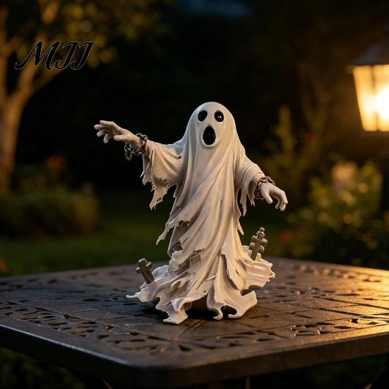 Halloween Decoration Ghost Figurine, Spooky Scream Face Resin Statue Home Decor for Indoor Shelf, Tabletop Centerpiece, Office Bedroom Figurine