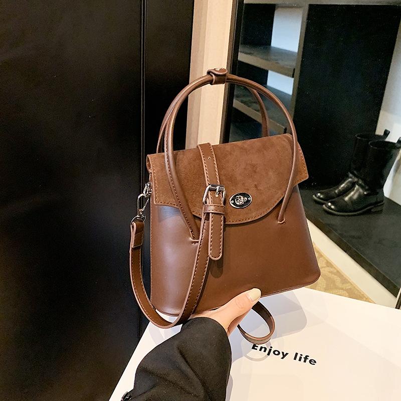 Textured Going Out Small Bag Bag Women's Autumn and Winter Casual Shoulder Crossbody Bucket Bag Suede Handbag