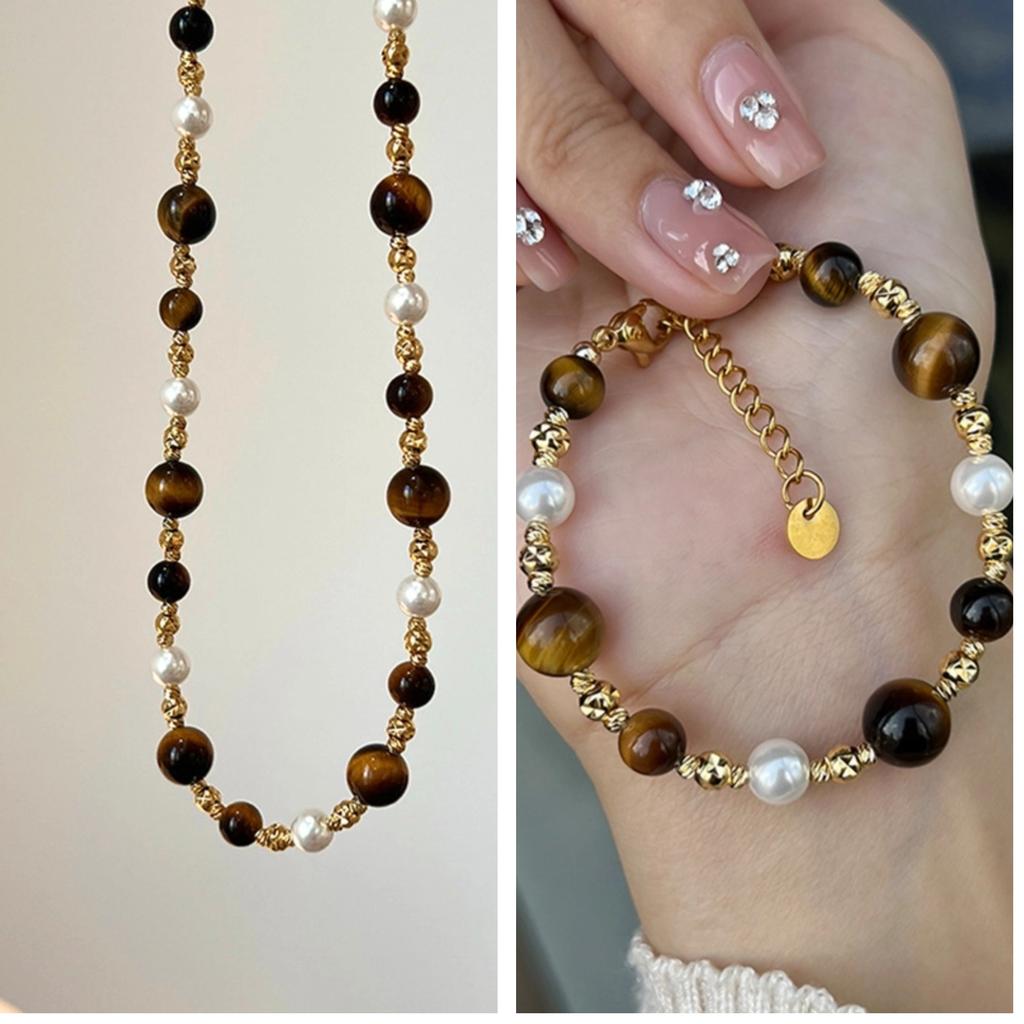 Vintage Imitation Natural Pearl Tourmaline Bead Necklace, Irregular Blue Collarbone Necklace, Women's Banquet Accessories