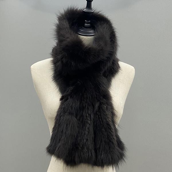 Women Winter Sable Scarf Knitted Natural Fur Shawls Fluffly Female Warm Scarves 78x25cm