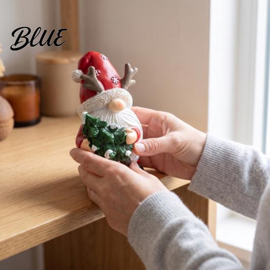 Christmas Tabletop Decorations Gnome Figurine, Resin Tomte with Tree Hat & Reindeer Holiday Home Decor Antlers, for Window Shelf, Xmas Gift Decorative