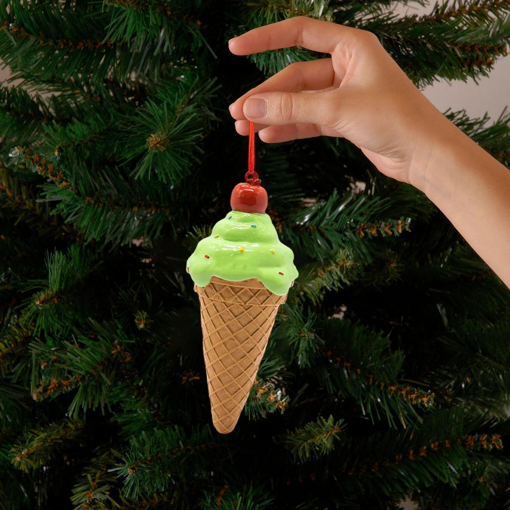Cute Ice Cream Cone Christmas Hanging Ornaments Miniature Figurine Xmas Tree Pendant for Girls Women Home Party Xmas Tree Decor