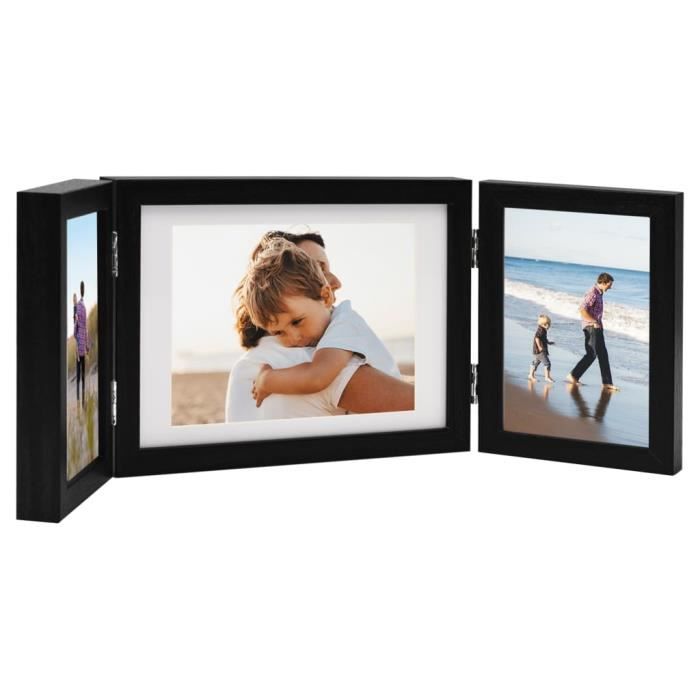 VidaXL Foldable Photo Frame Black 22x15 Cm+2x(10x15cm)