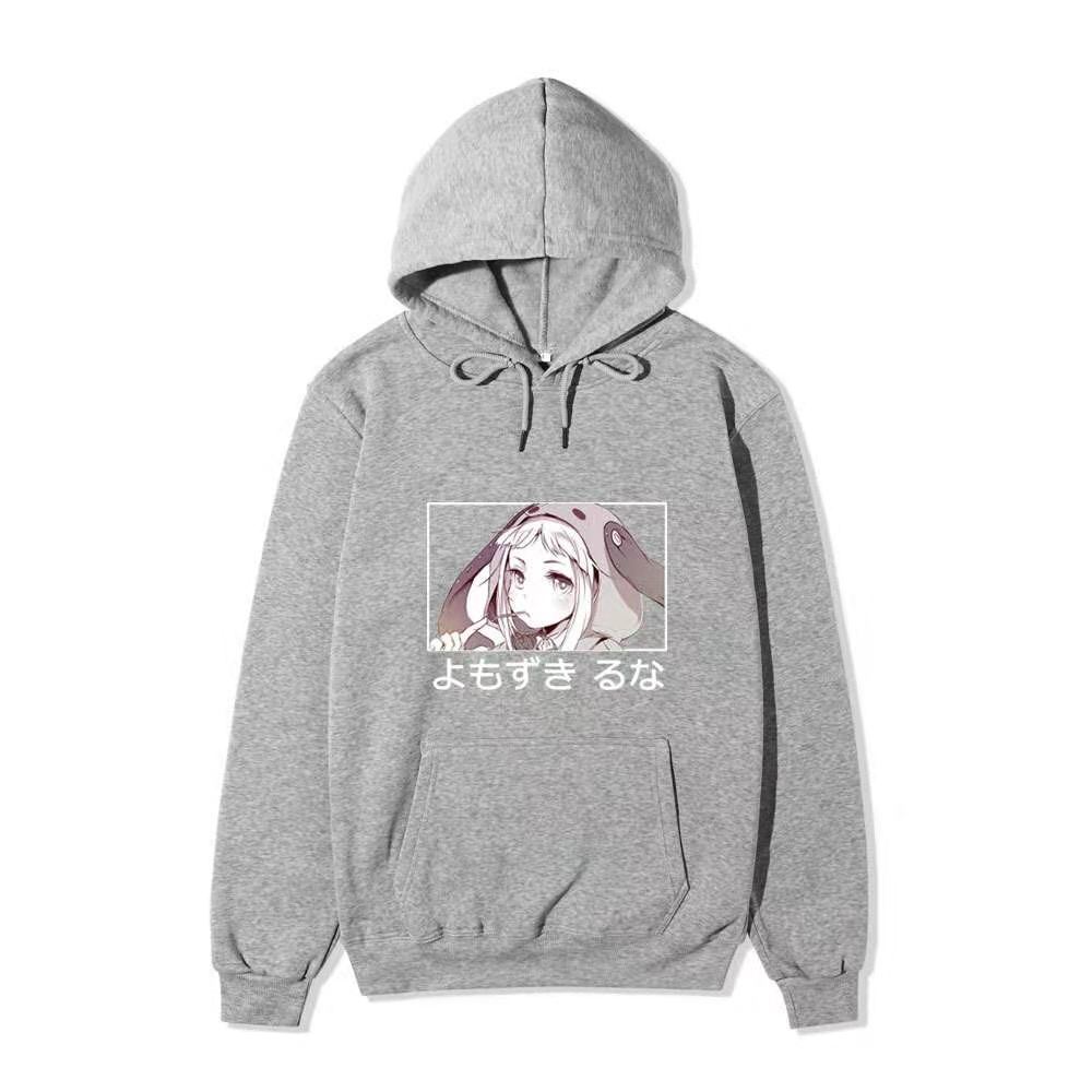 Black Warm Fleece Hooded Sweatshirt Kakegurui Compulsive Gambler Kirari Color Print Japanese Title Loose Street Hoodie