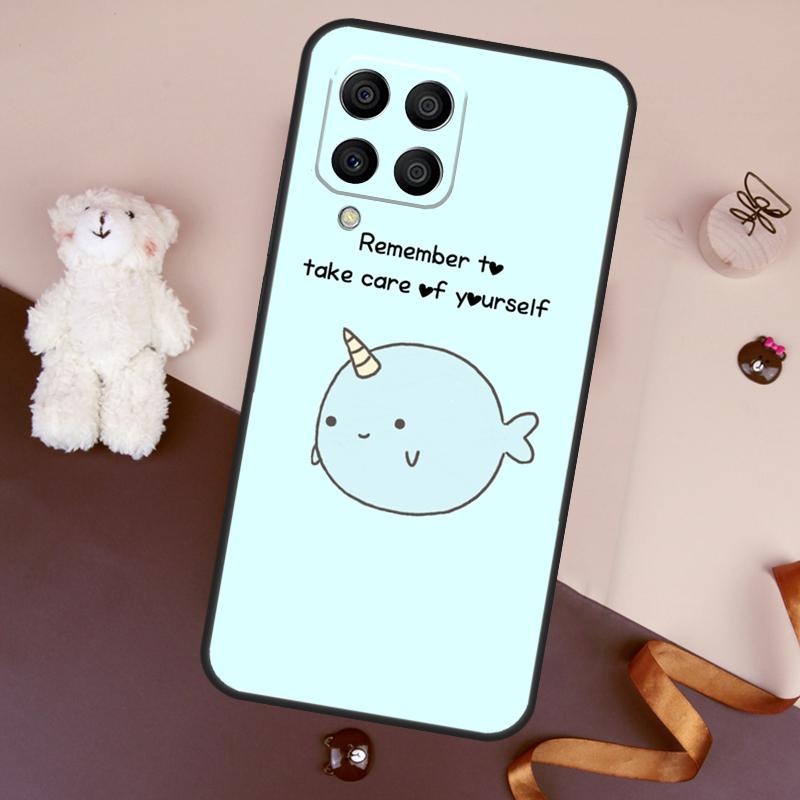 Cute Sea Narwhal Quotes Case For Samsung Galaxy M13 M54 M34 M14 M56 M36 M16 M31 M11 M53 M12 M32 M52 M35 M55 M15 M06