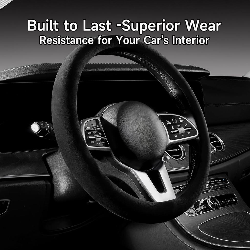 Suede Wrap Self-Adhesive Black Suede Car Interior Wrap 17In X 70In Microfiber Felt Fabric For Dash Headliner Console – Stretchable, Heat-Resistant