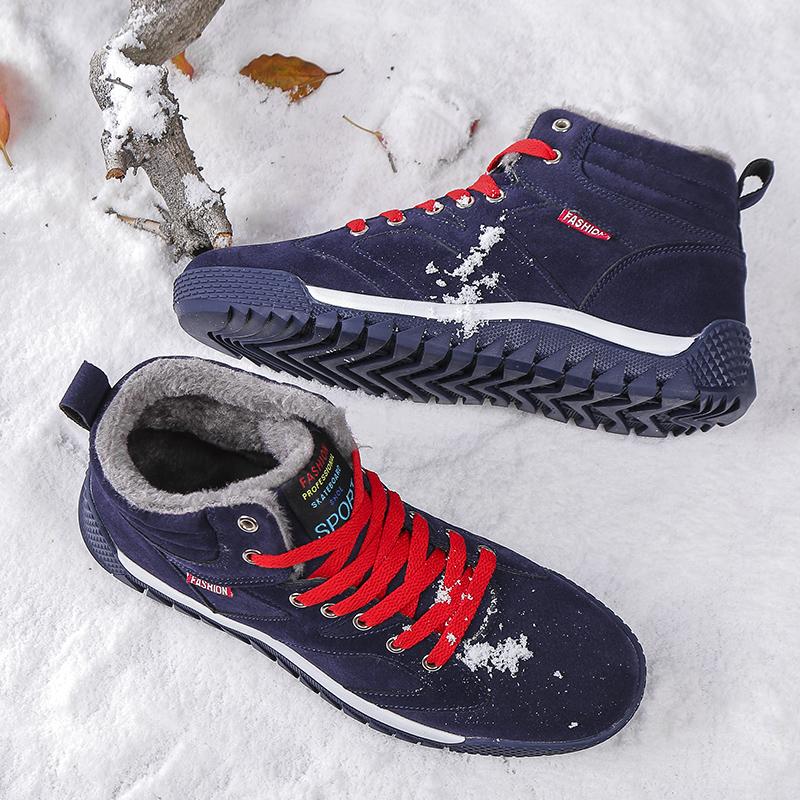 New Winter Men's Snow Boots Waterproof Men Winter Ankle Boots Big Size Plush Shoes Outdoor Hiking Shoe Warm Sneakers Men Shoes