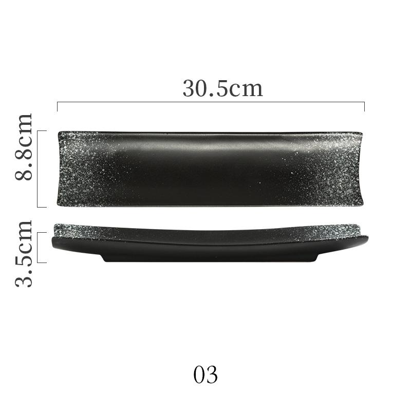 Japanese Style Ceramic Dishes Tableware Long Plate Shaped Sushi Snack Plate Barbecue Plate Sashimi Fish Plate Restaurant Plates