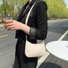 2025 New Handbag Retro Hong Kong Style Portable Shoulder Bag Underarm Bag Solid Color PU Crossbody Bag Women's Leisure Bag