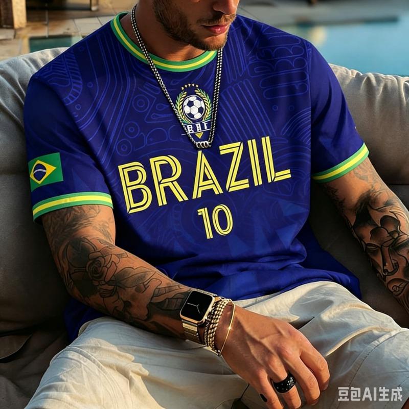 2026 Estate Brasile Rio Landmark Grafico Te Donna Stile Vintage Nero Oro Manica Corta Top Casual per Tifosi di Calcio Uso Quotidiano