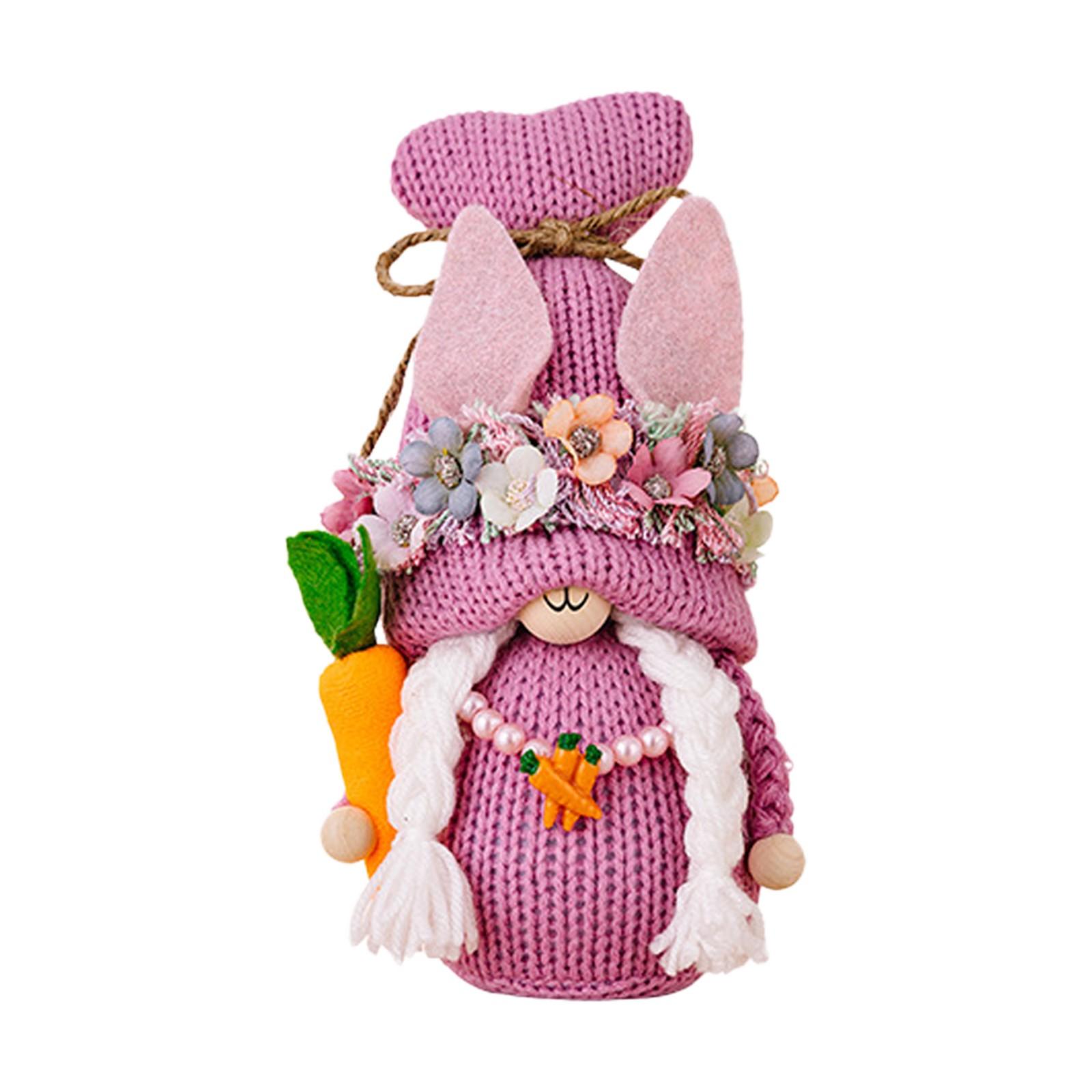 

Пасхальный гном для домашнего декора, плюшевый заяц-гном, держащий пасхальное яйцо-морковку, кукла-гном ручной работы, пасхальный подарок-заяц, украшение для подноса на весну в помещении One Size горячий розовый